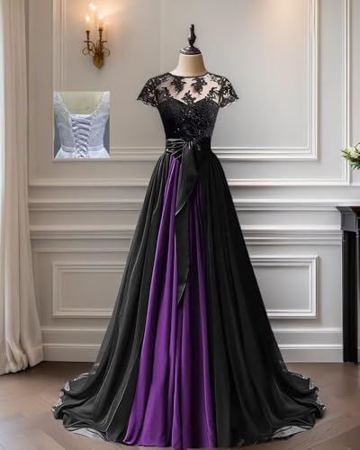 Mouccy Chiffon Lace Neck Gown