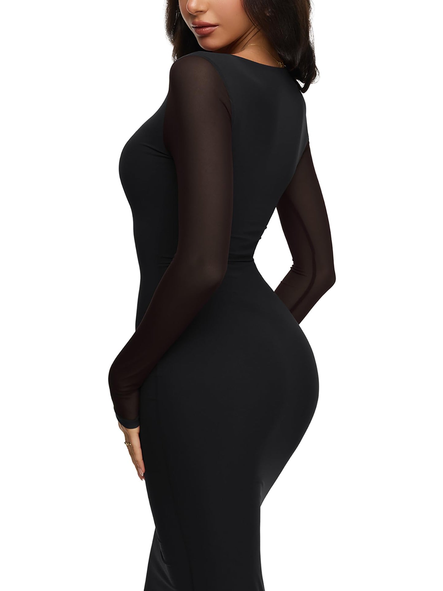 REORIA Sheer Long Dress
