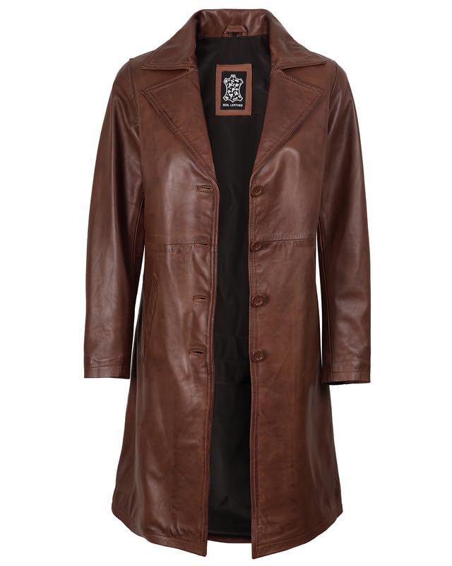 Maxine Black Leather Long Coat