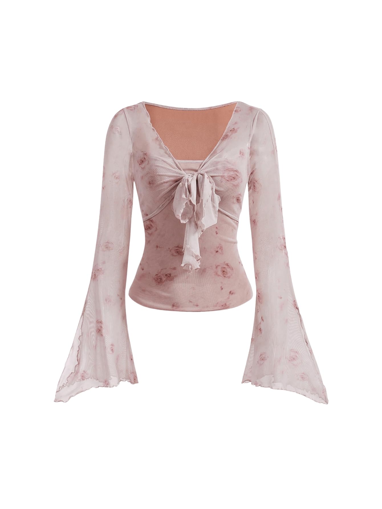 Verdusa Bell Sleeve Bow Blouse