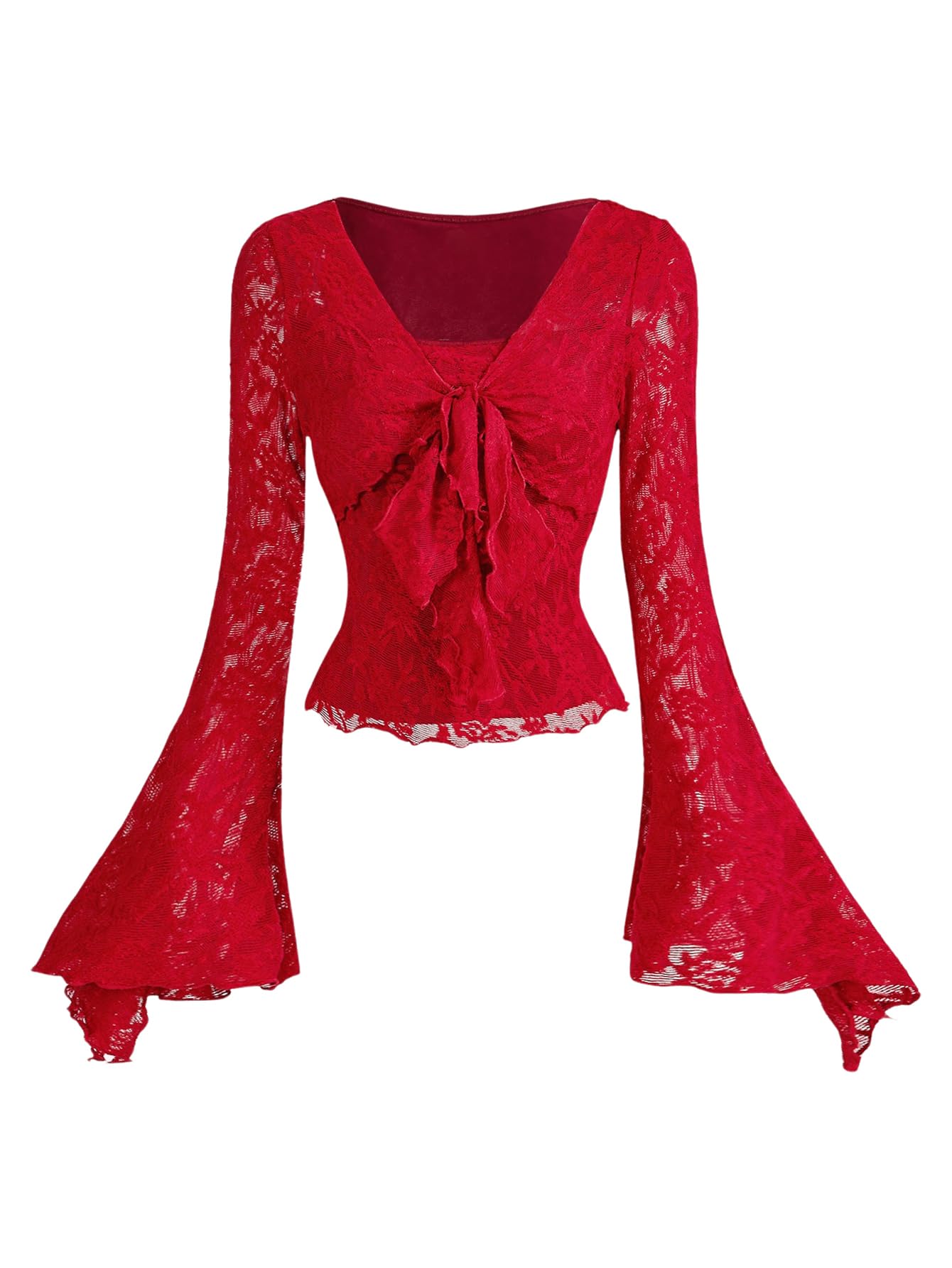 Verdusa Bell Sleeve Bow Blouse