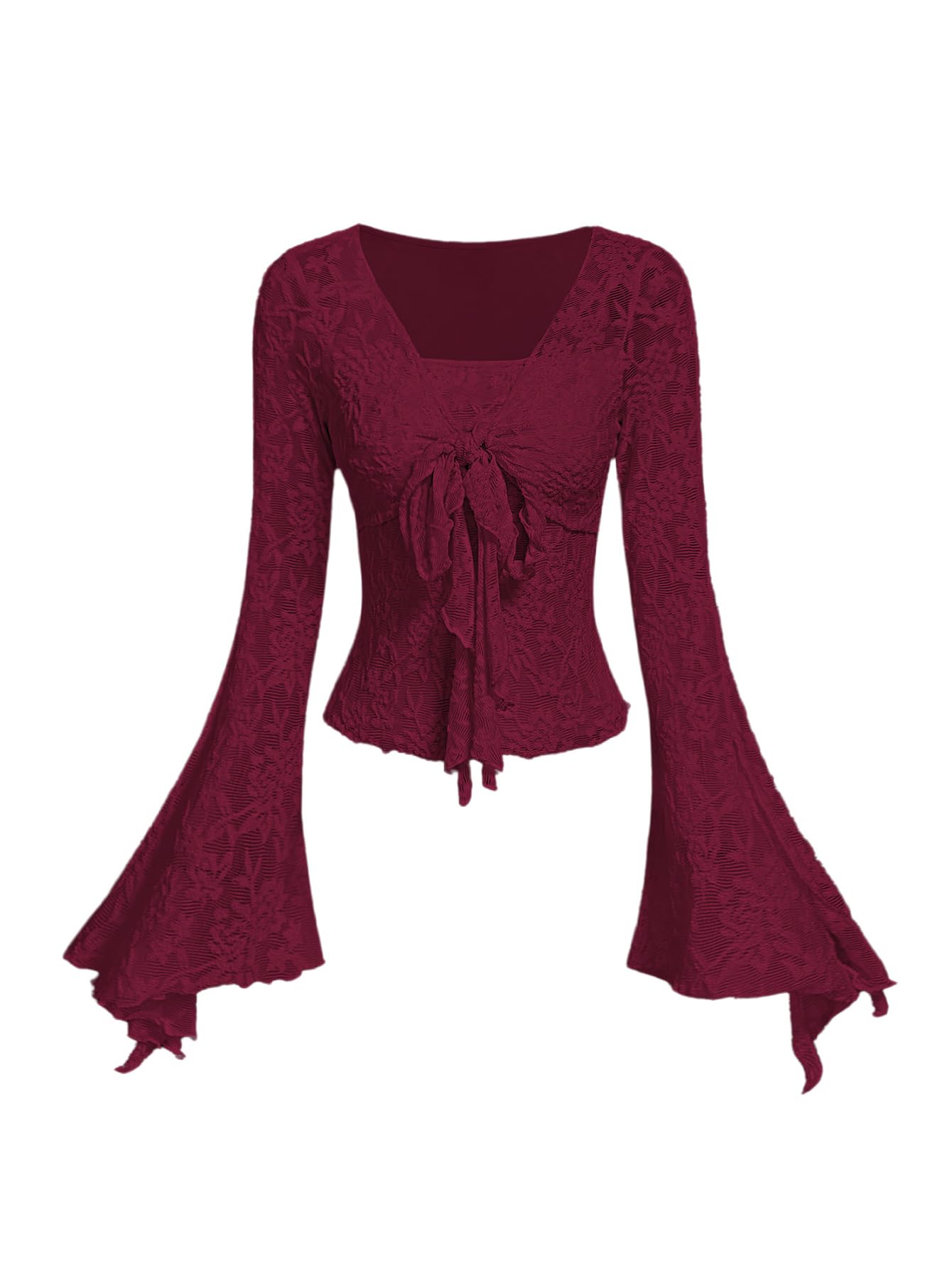 Verdusa Bell Sleeve Bow Blouse