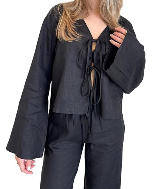 Tie Front Linen Shirt