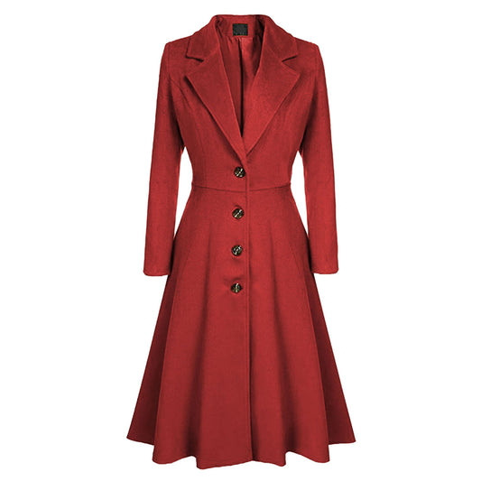 Winter Wool Dress Overcoat with Notch Lapel