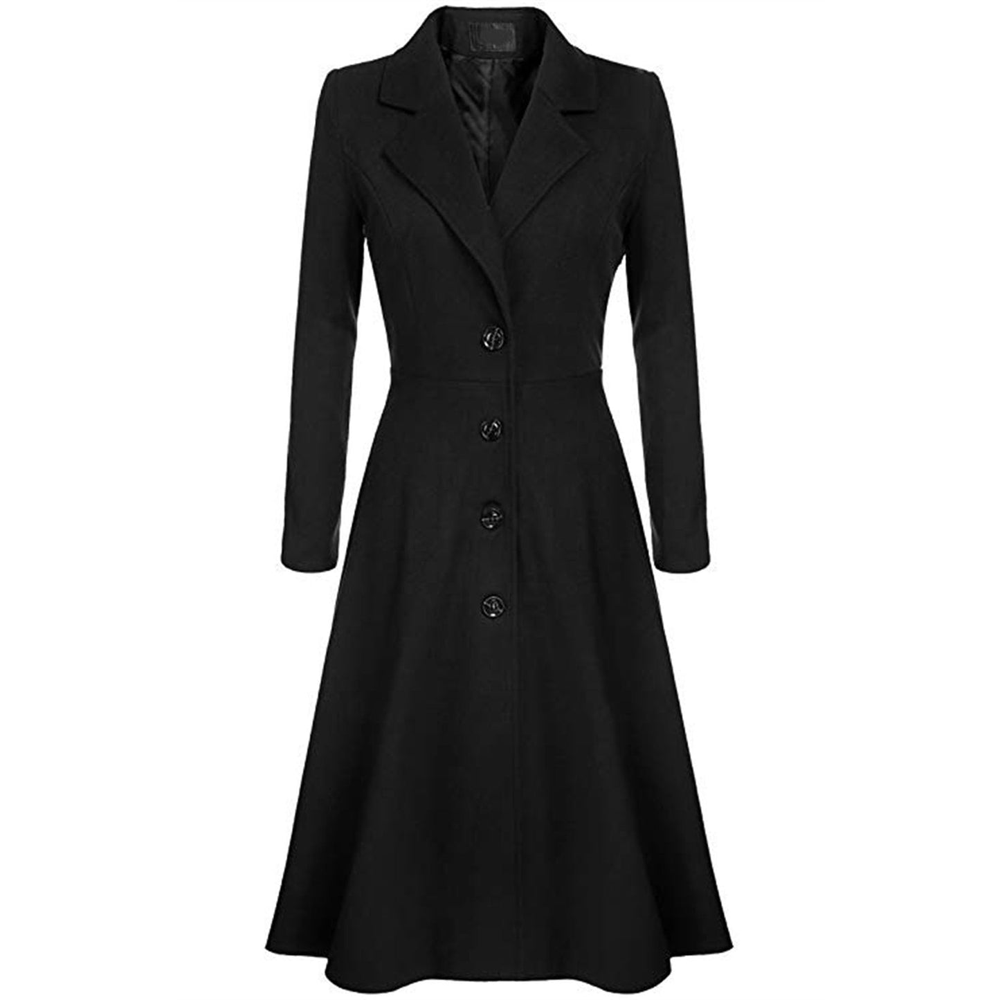 Winter Wool Dress Overcoat with Notch Lapel