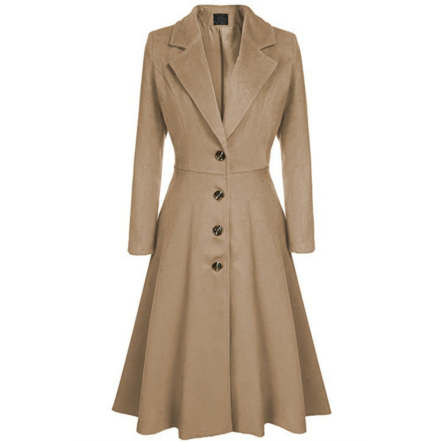 Winter Wool Dress Overcoat with Notch Lapel