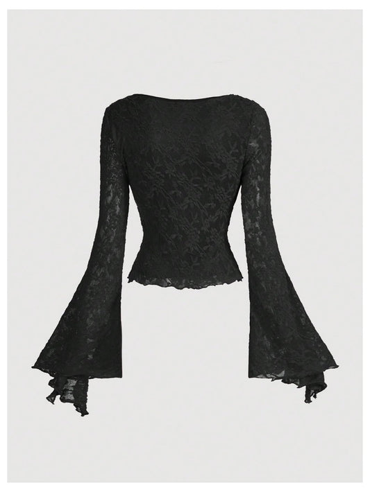 Verdusa Bell Sleeve Bow Blouse