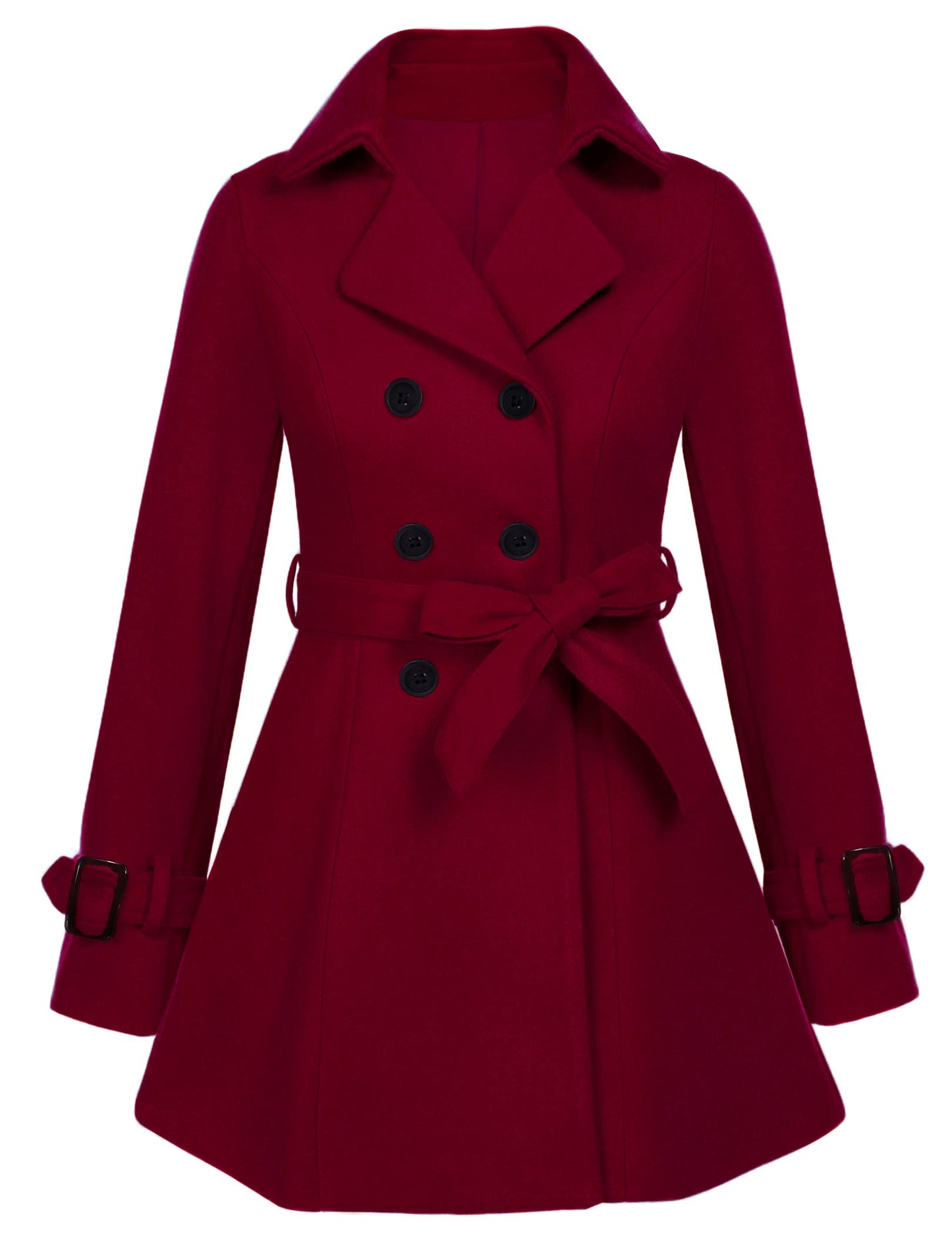 Zeagoo Faux Fur Lapel Double-breasted Thick Wool Coat