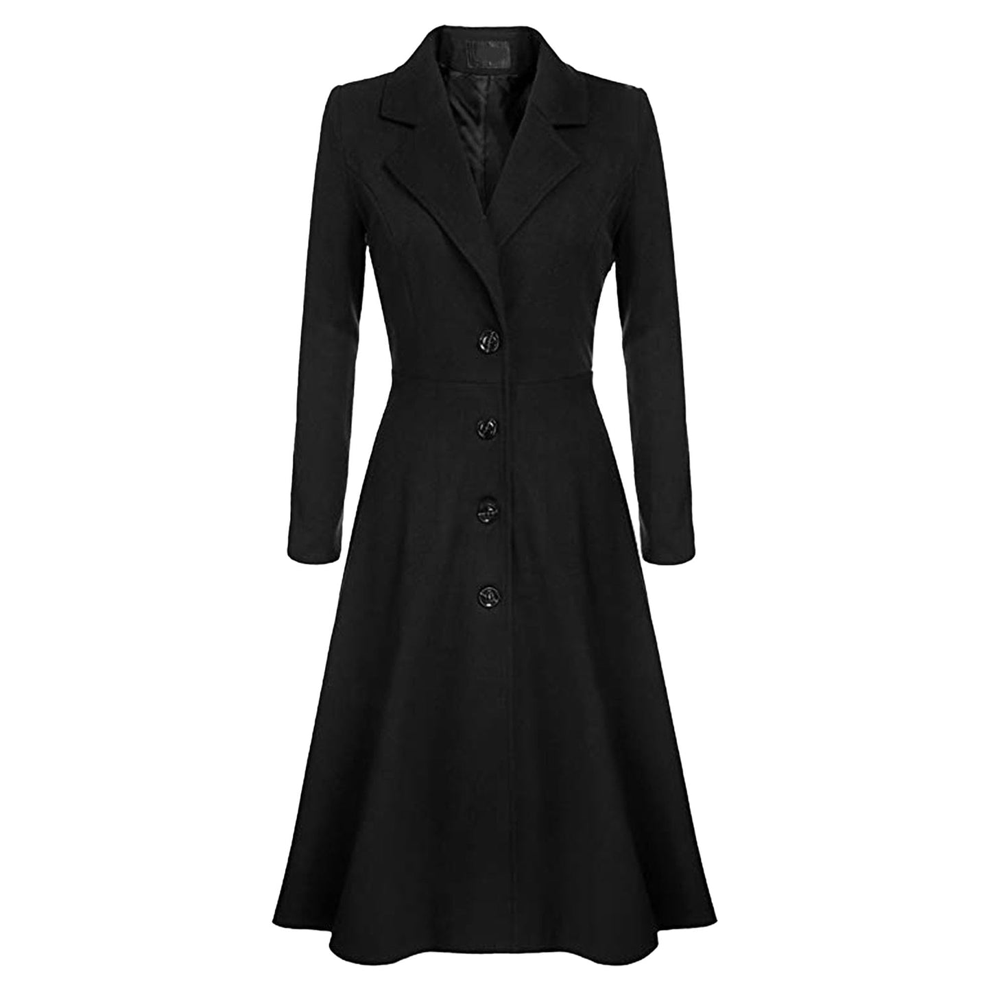 Winter Wool Dress Overcoat with Notch Lapel