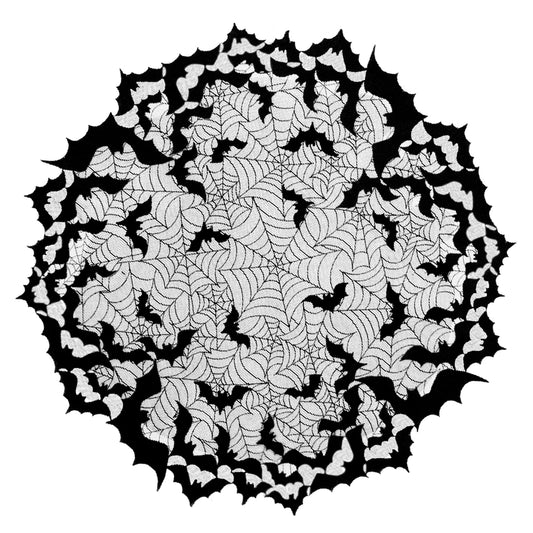Going Batty 44 in Round Black Lace Table Topper
