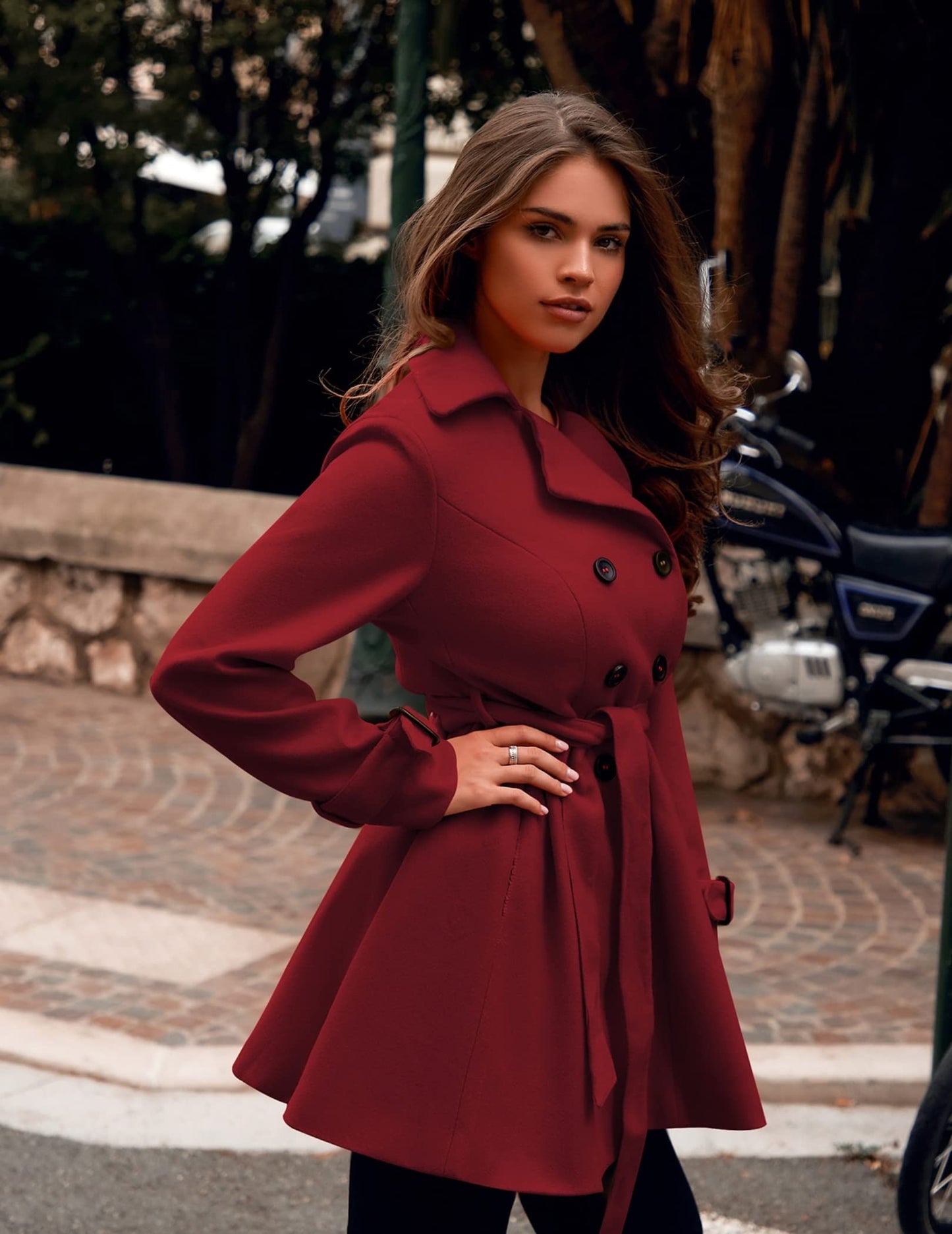 Zeagoo Faux Fur Lapel Double-breasted Thick Wool Coat