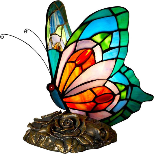 Tiffany Style Blue Fairy Butterfly Nightstand Table Lamps