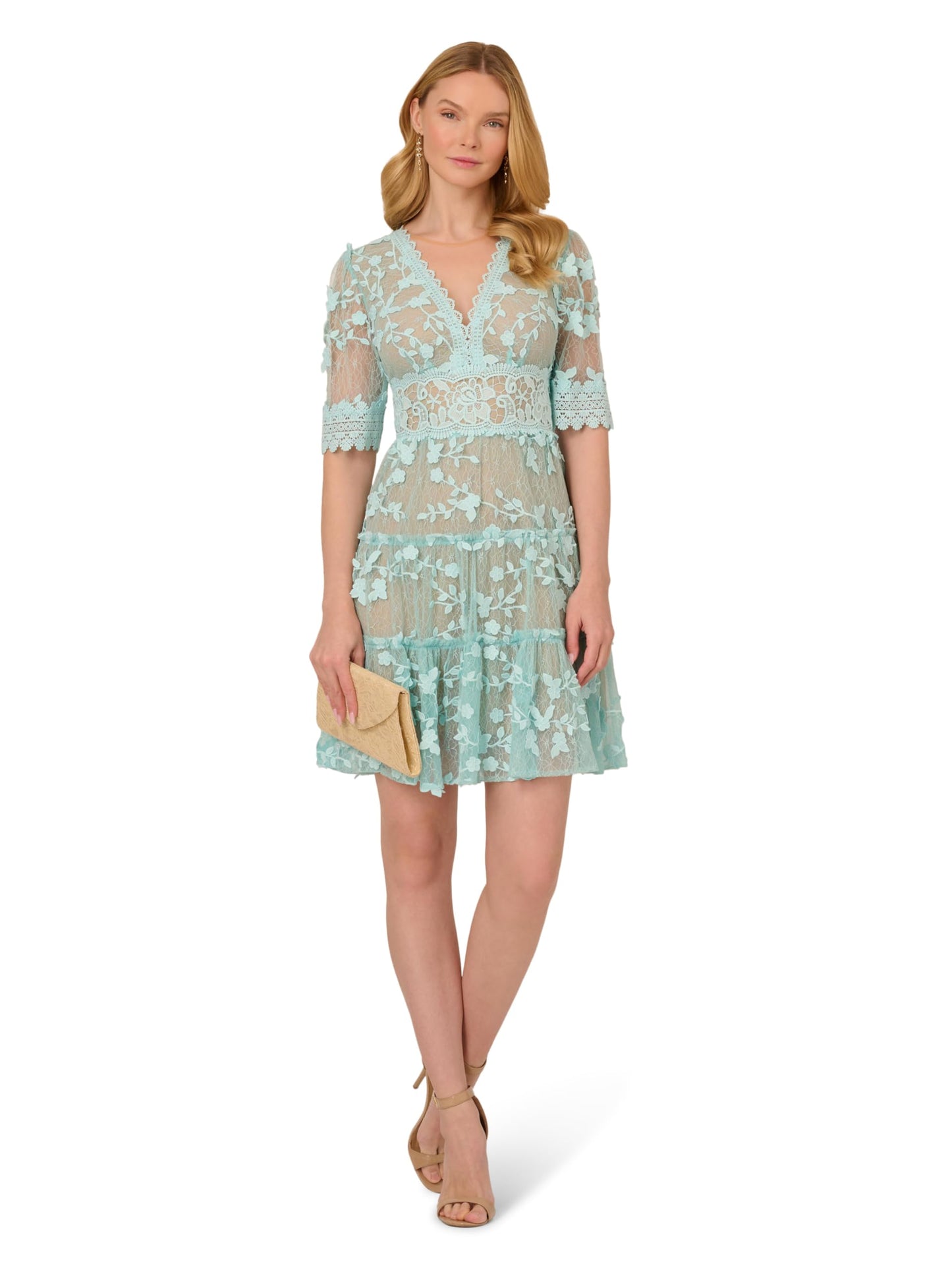 Adrianna Papell Lace Embroidered Dress