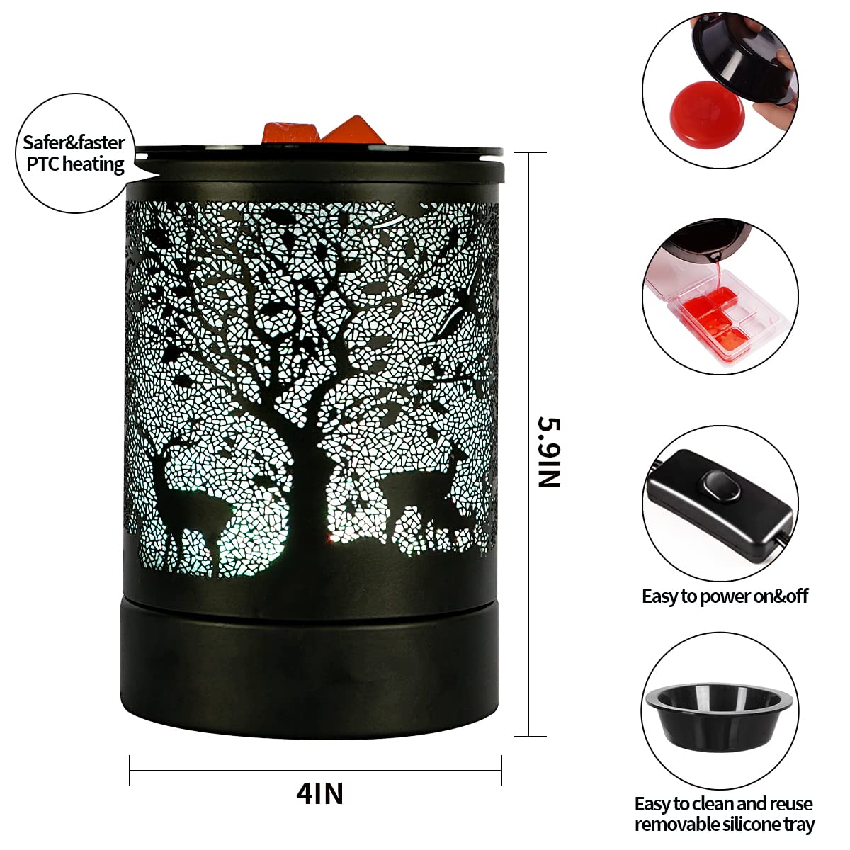 Black Electric Fragrance Wax Melts Warmer