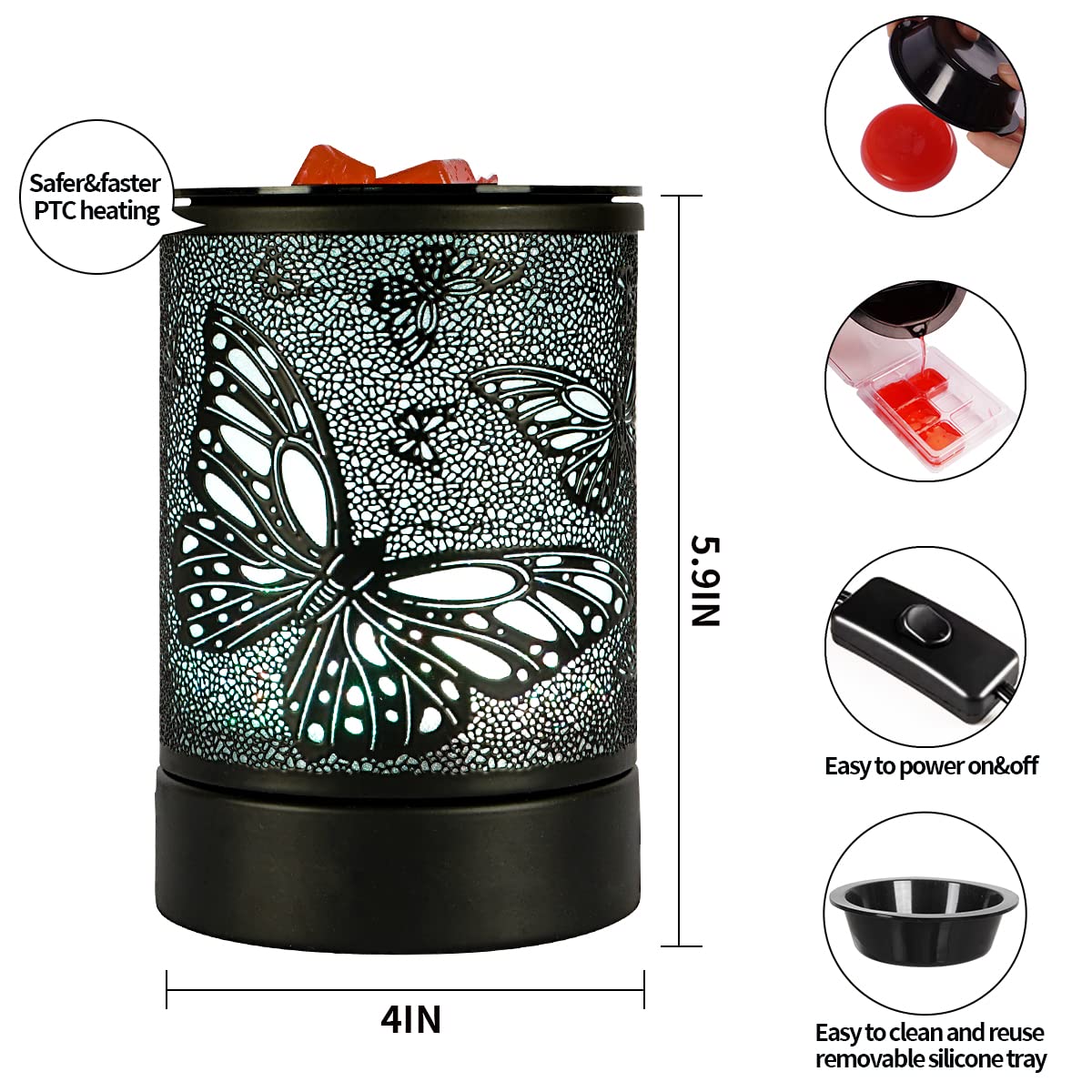 Black Electric Fragrance Wax Melts Warmer