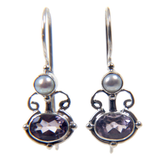 Amethyst .925 Sterling Silver Drop Earrings 'Sunrise Spirit'