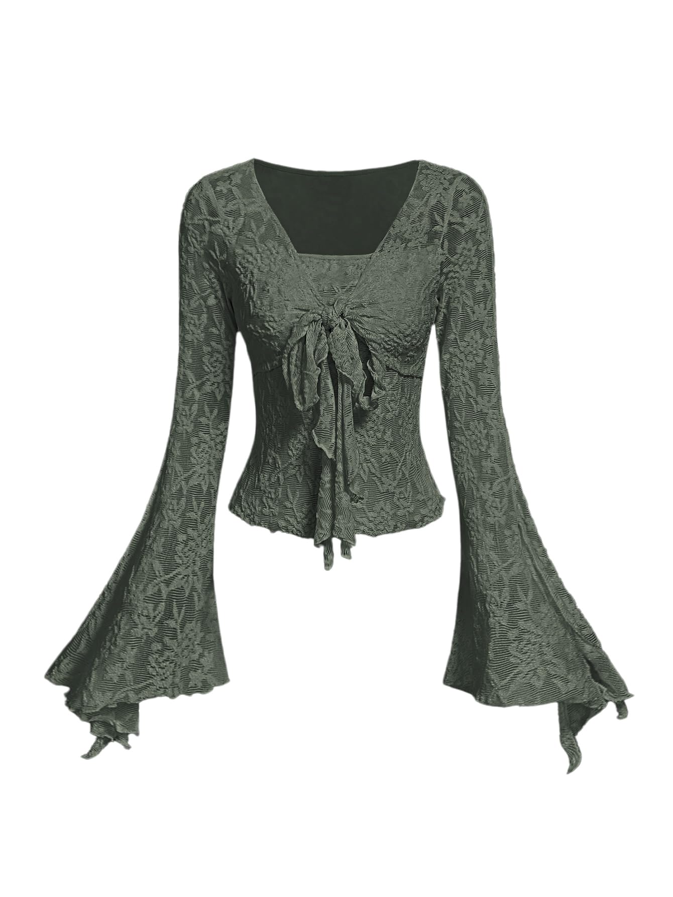 Verdusa Bell Sleeve Bow Blouse
