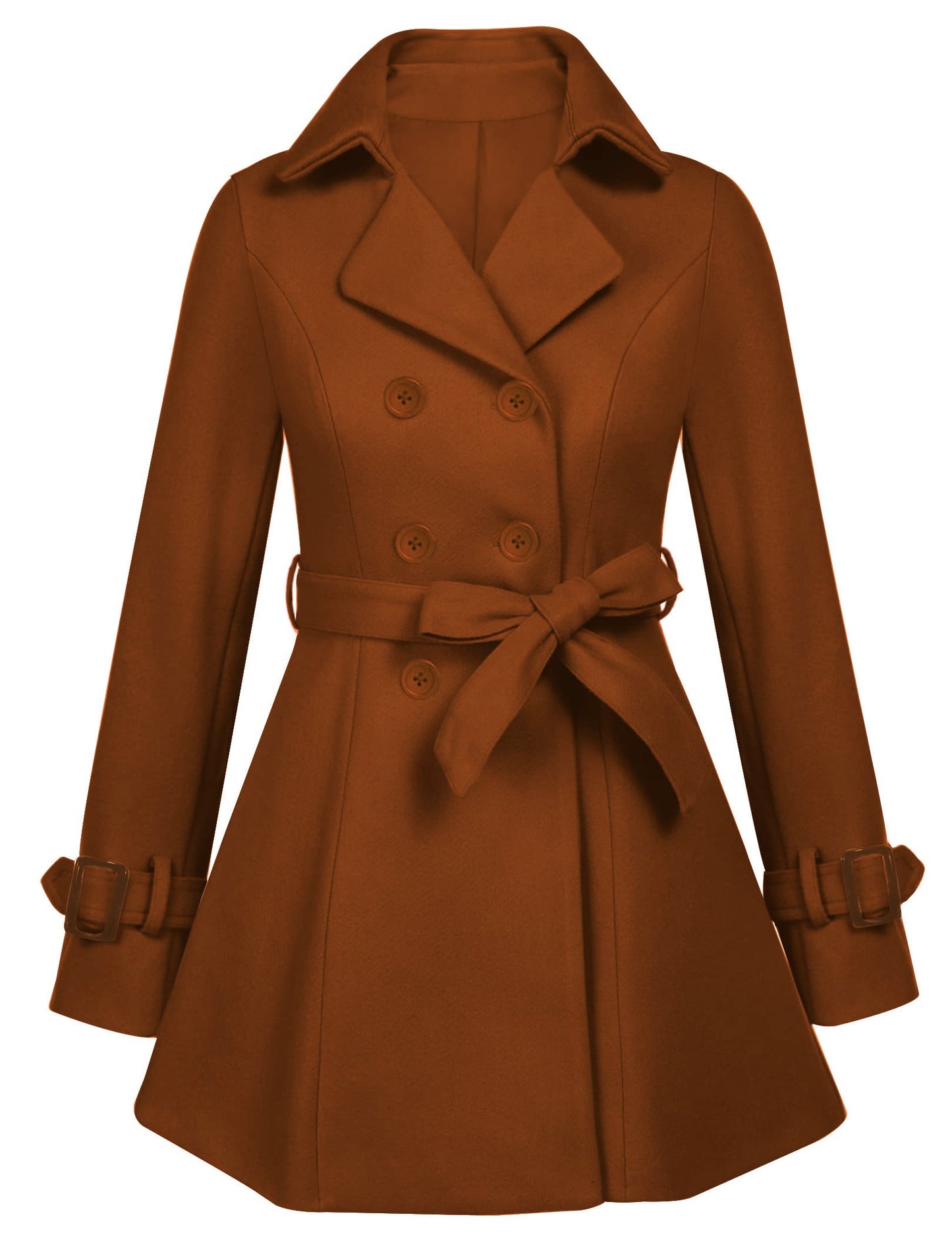 Zeagoo Faux Fur Lapel Double-breasted Thick Wool Coat