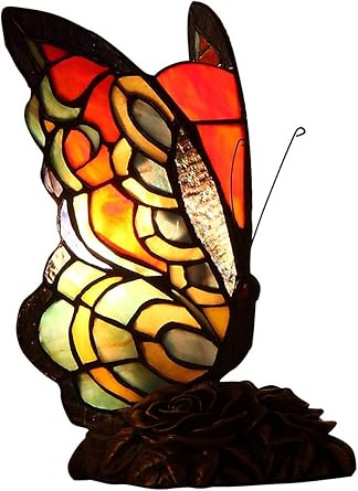 Butterfly Tiffany Style-Stained Glass Accent Table Lamp