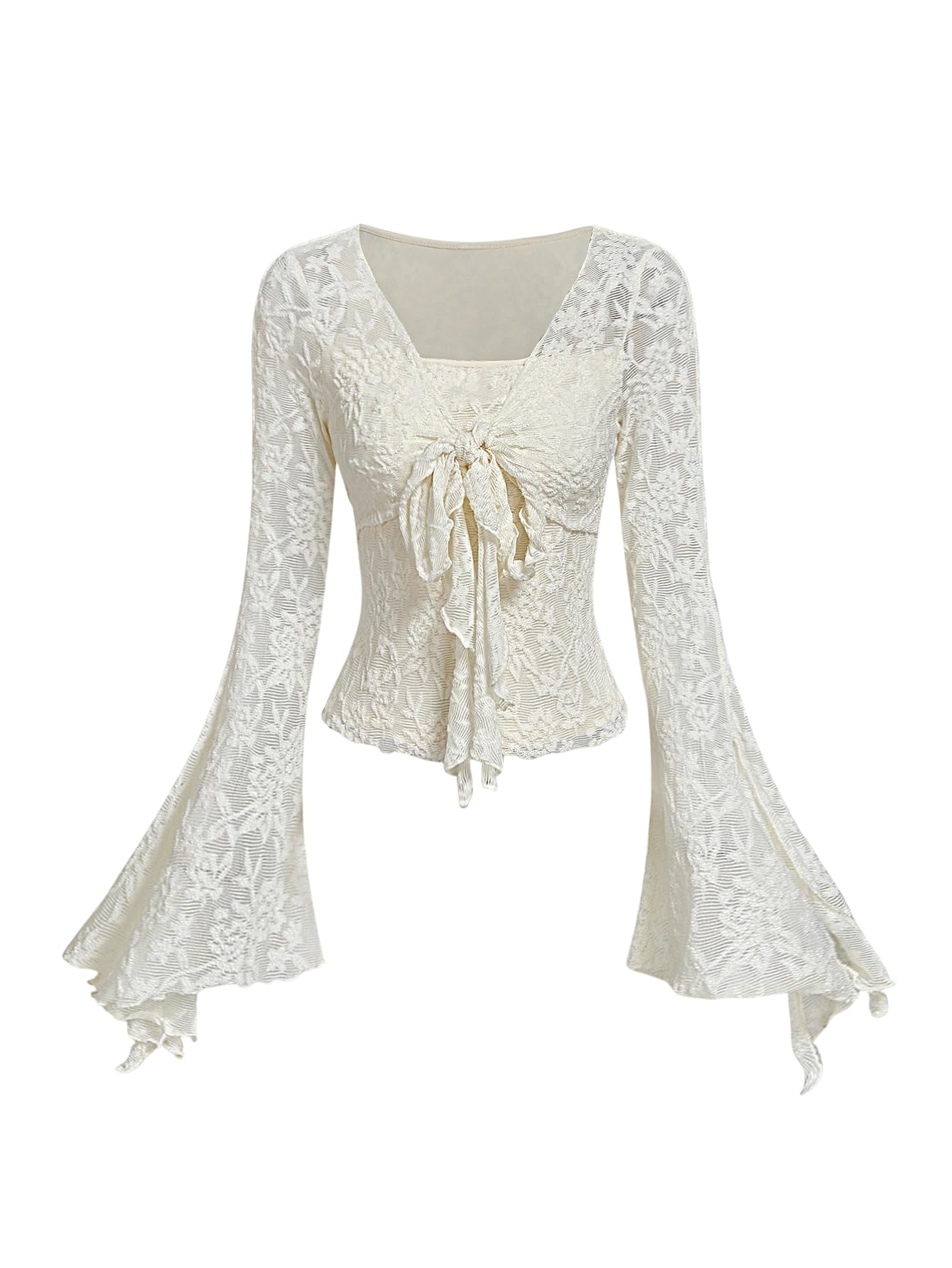 Verdusa Bell Sleeve Bow Blouse