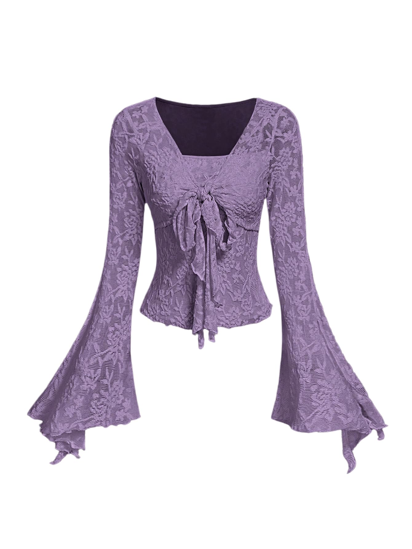 Verdusa Bell Sleeve Bow Blouse
