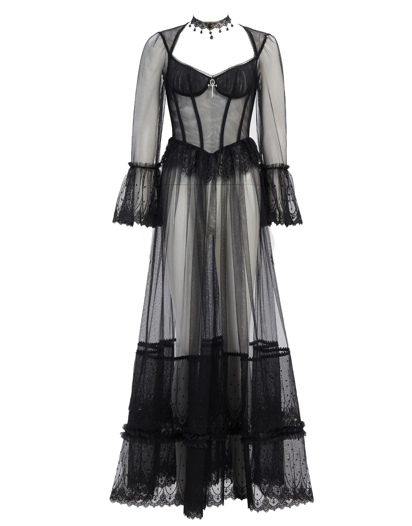 Sheer Vintage Dress with Choker