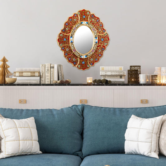 Artisan Handmade Reverse Painted Glass Wall Mirror