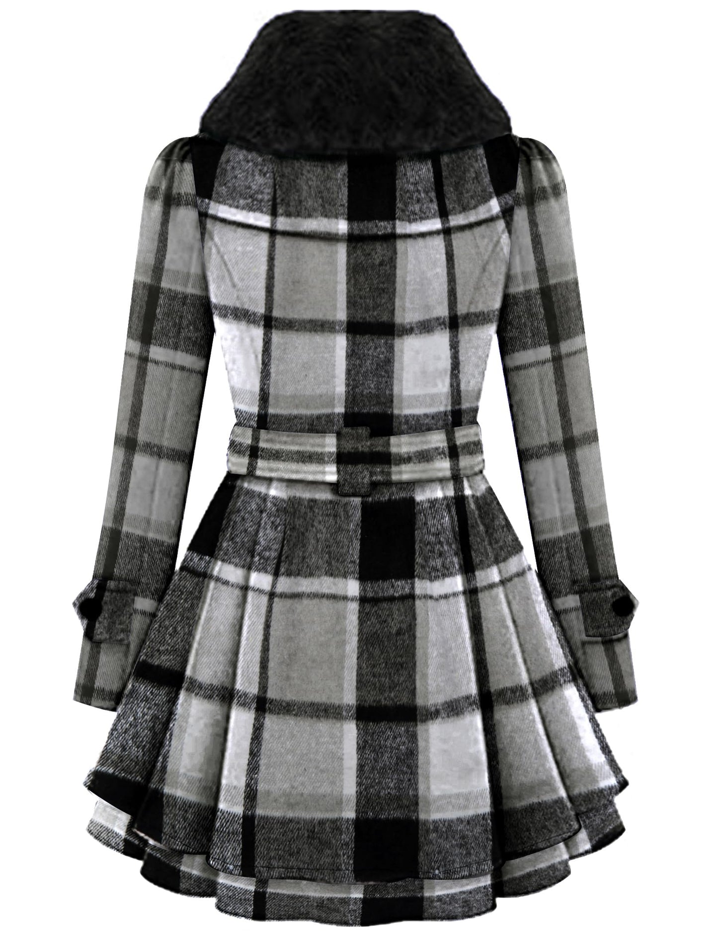 Zeagoo Faux Fur Lapel Double-breasted Thick Wool Coat