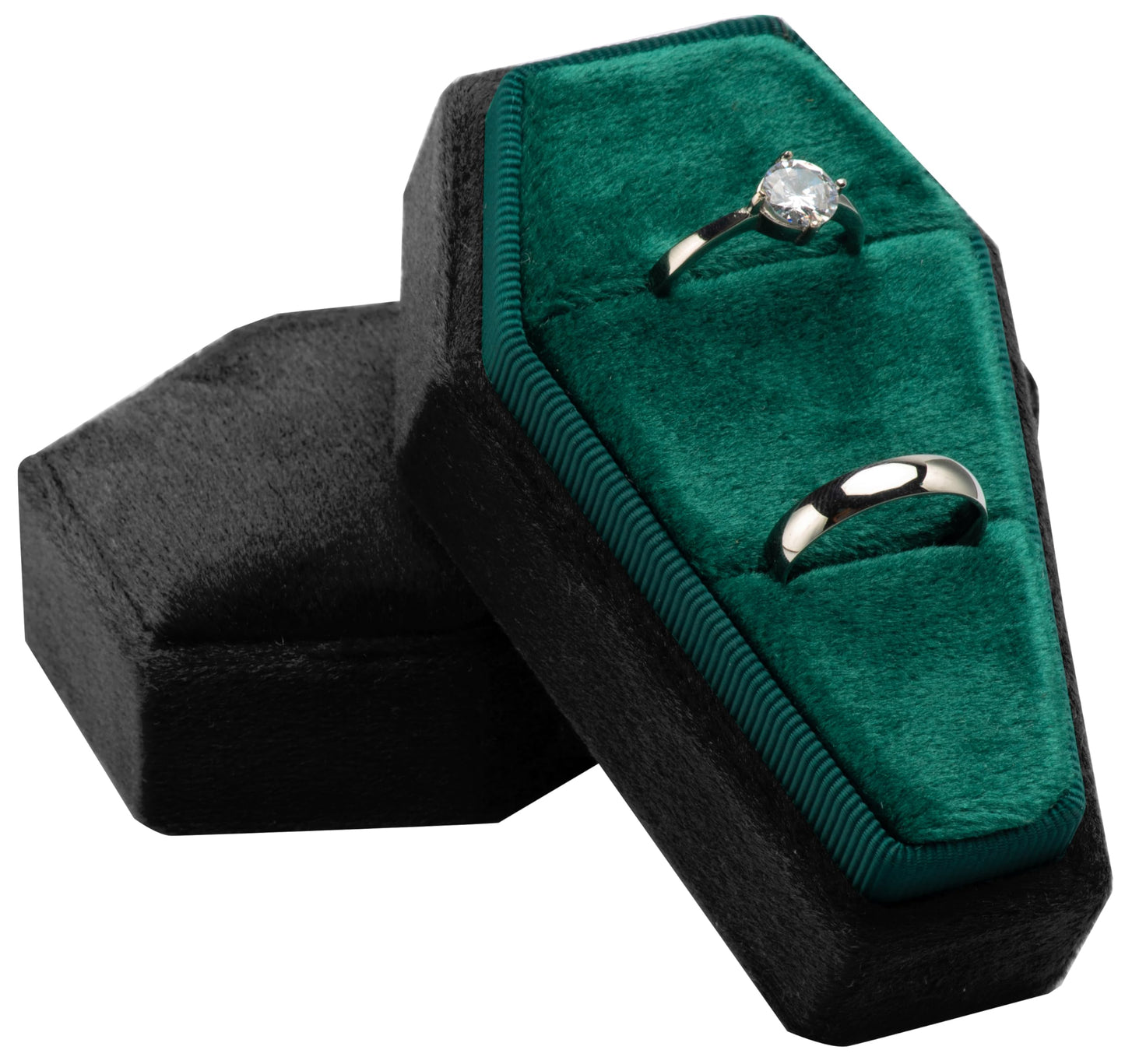 Velvet Coffin Ring Box (Black, Forest Green, and Red)