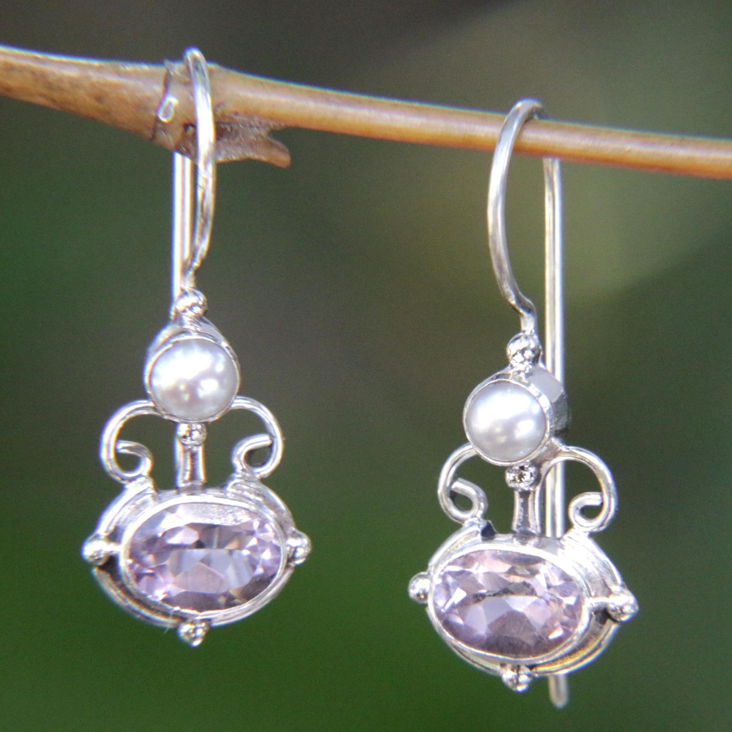 Amethyst .925 Sterling Silver Drop Earrings 'Sunrise Spirit'