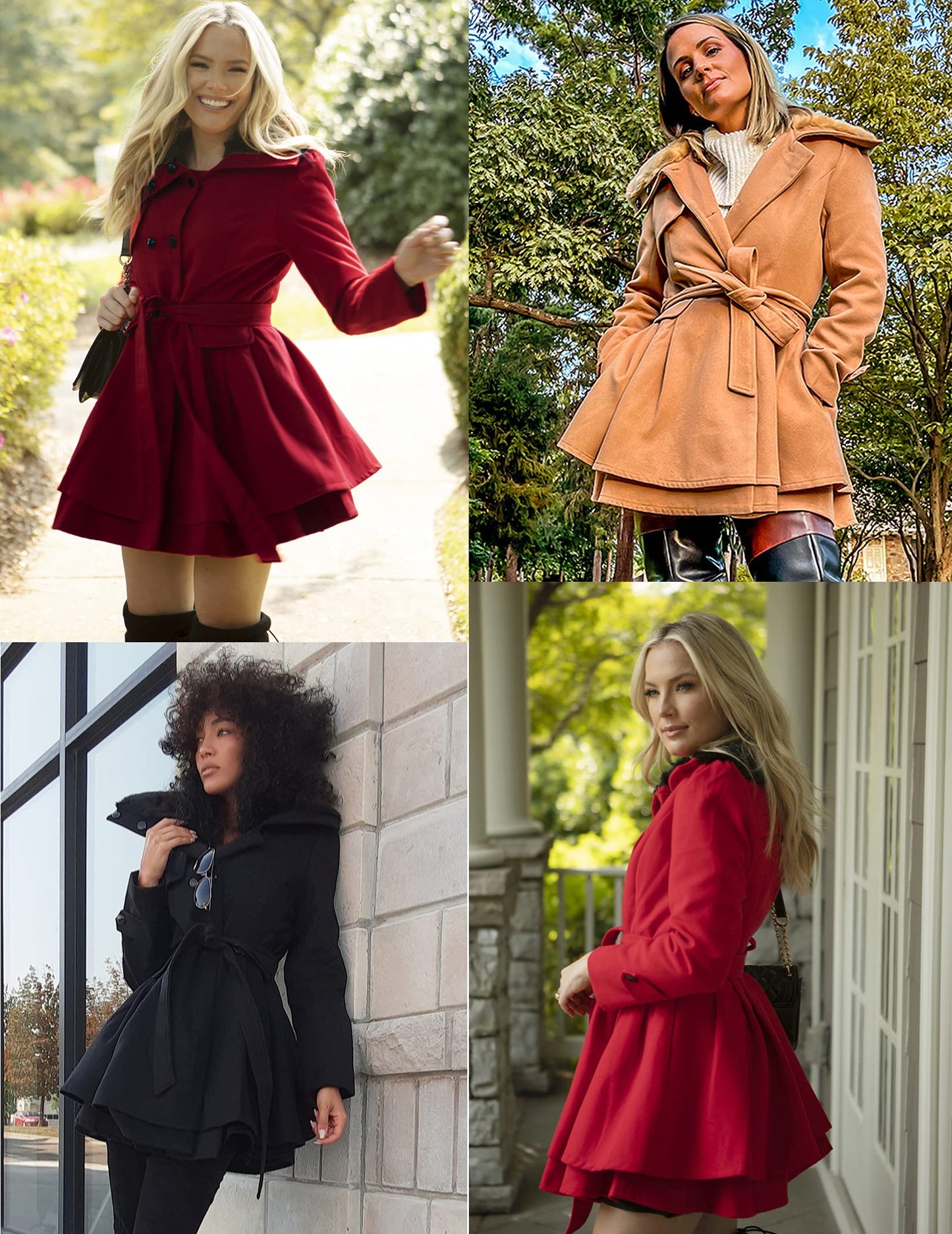 Zeagoo Faux Fur Lapel Double-breasted Thick Wool Coat