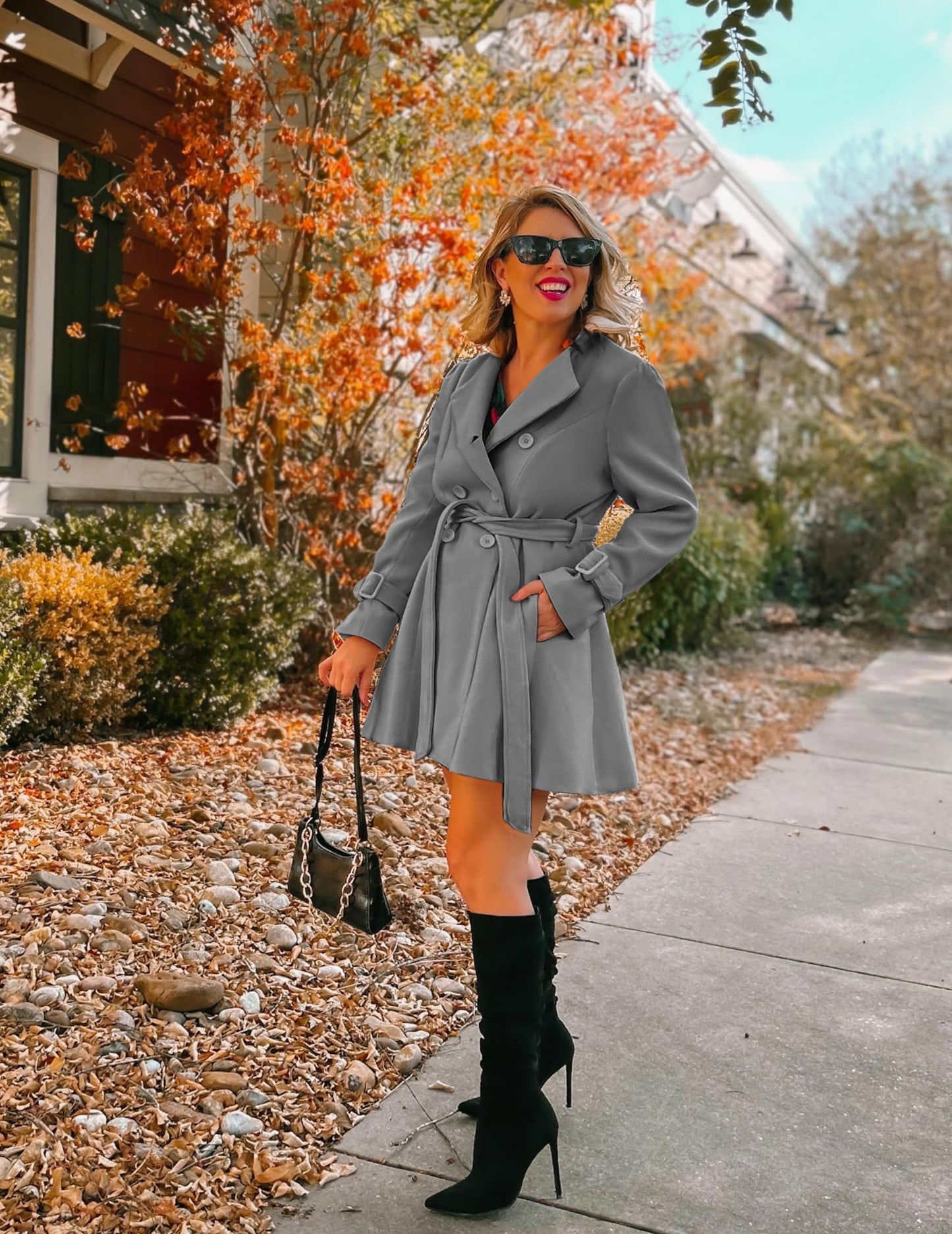 Zeagoo Faux Fur Lapel Double-breasted Thick Wool Coat
