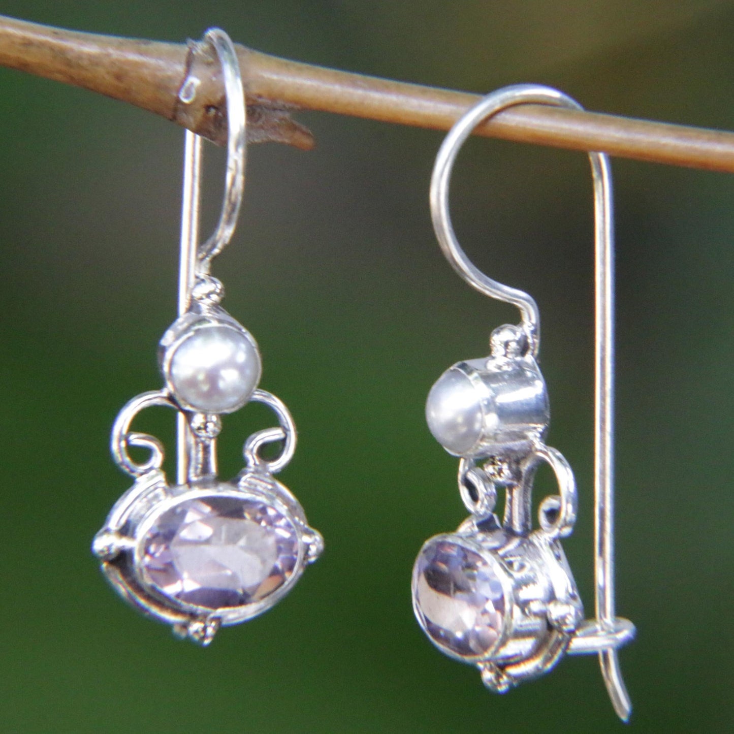Amethyst .925 Sterling Silver Drop Earrings 'Sunrise Spirit'
