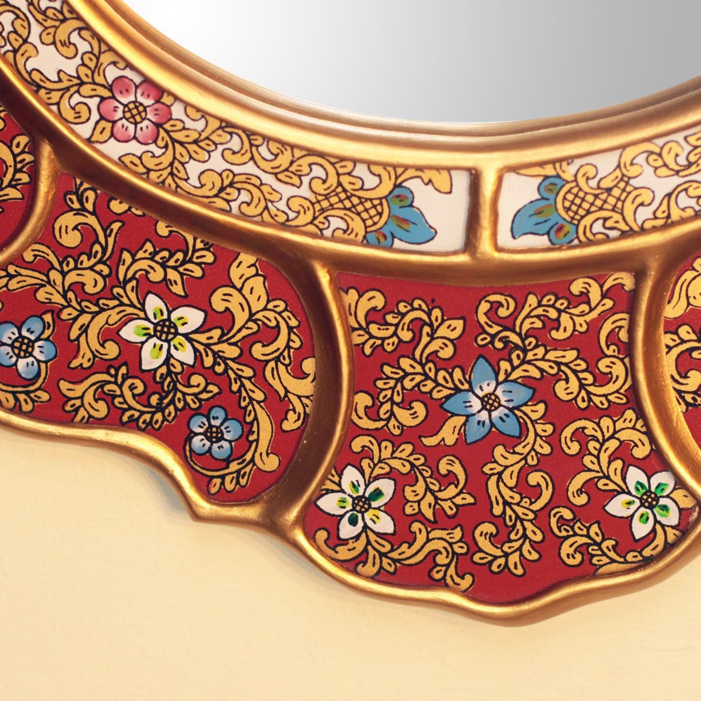 Artisan Handmade Reverse Painted Glass Wall Mirror
