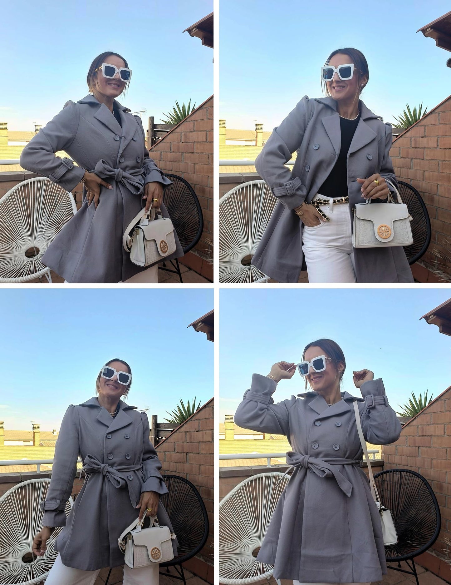 Zeagoo Faux Fur Lapel Double-breasted Thick Wool Coat