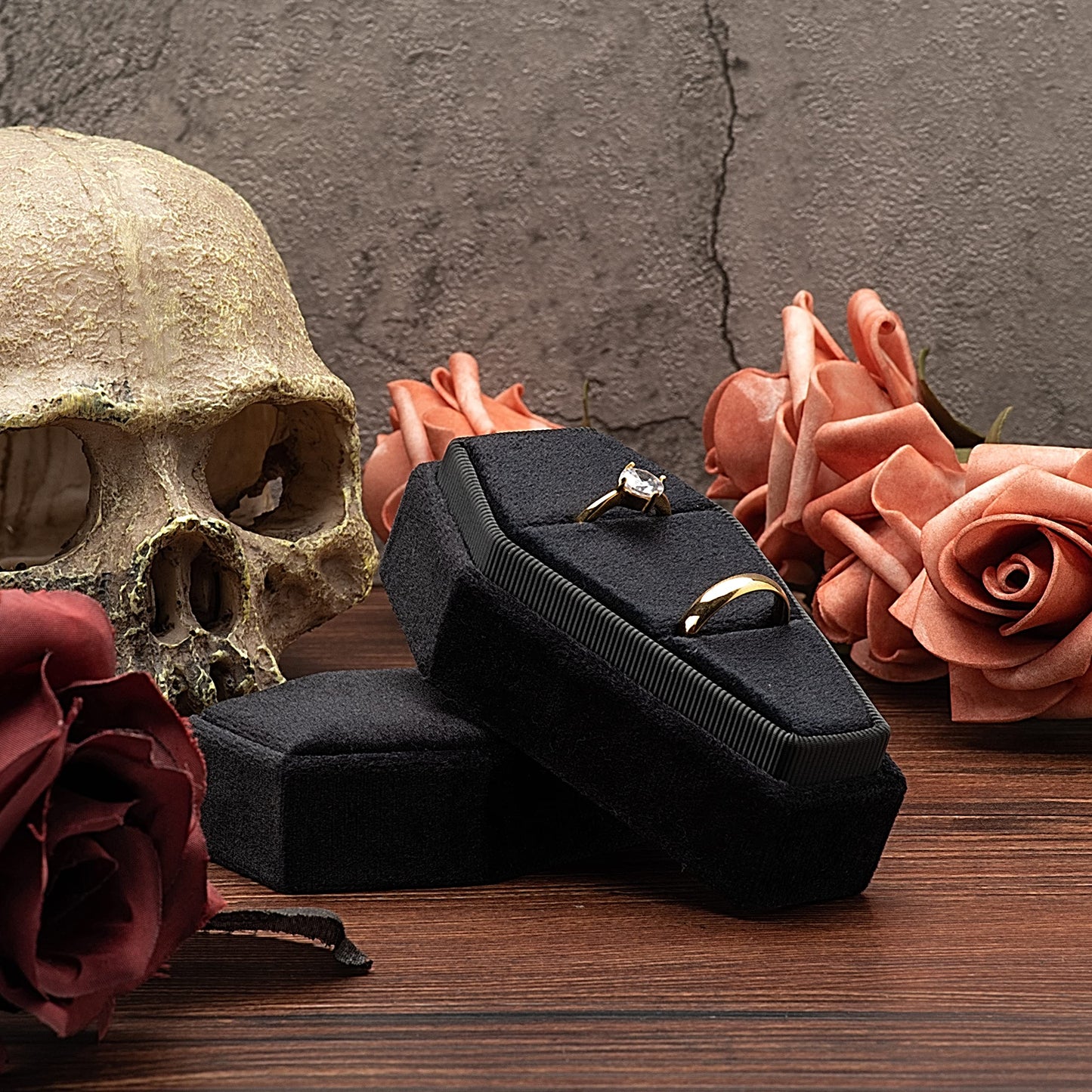Velvet Coffin Ring Box (Black, Forest Green, and Red)