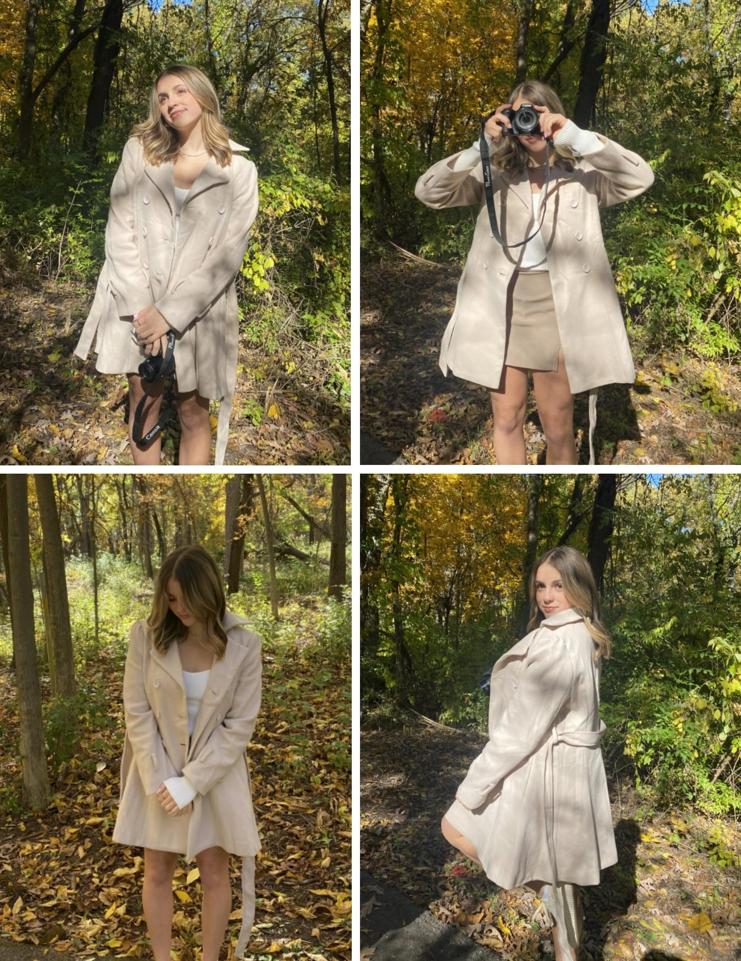 Zeagoo Faux Fur Lapel Double-breasted Thick Wool Coat