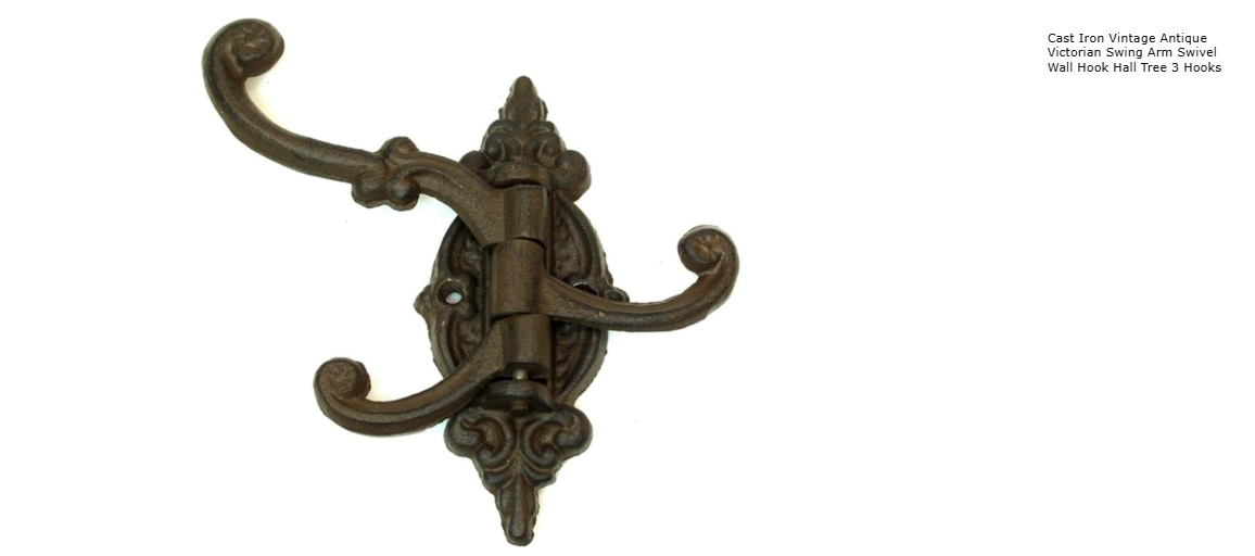 Cast Iron Vintage Antique Victorian Swing Arm Swivel Wall Hook