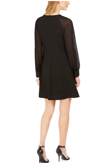Calvin Klein Illusion-Sleeve A-Line Dress