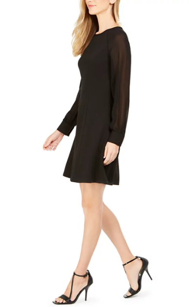 Calvin Klein Illusion-Sleeve A-Line Dress
