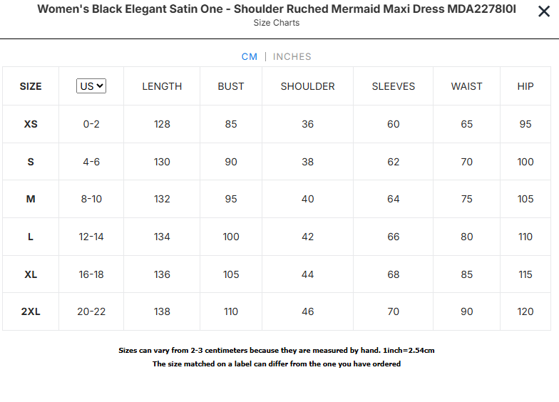 Black Elegant Satin One - Shoulder Mermaid Dress