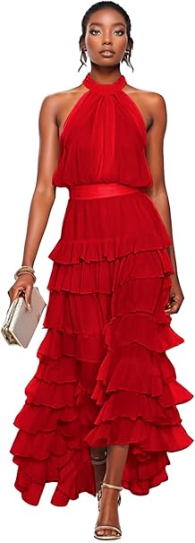Layered Chiffon Tea-Length Dress