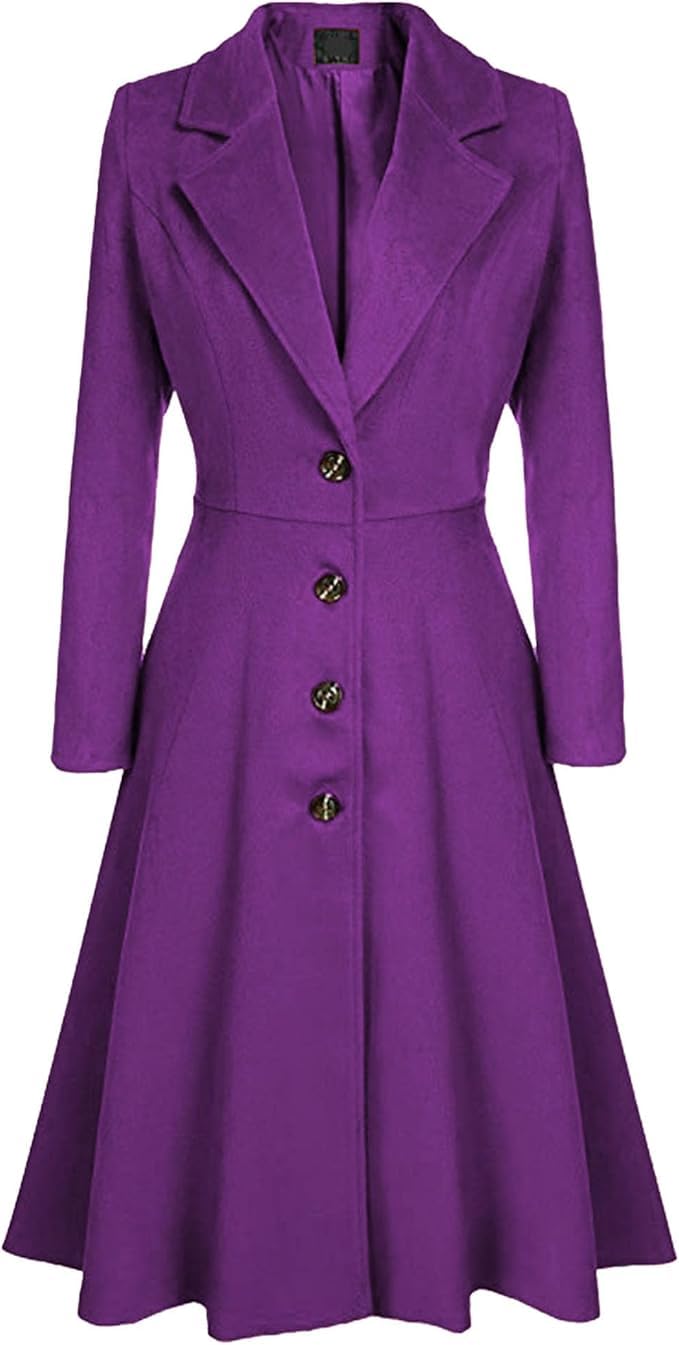 Winter Wool Dress Overcoat with Notch Lapel