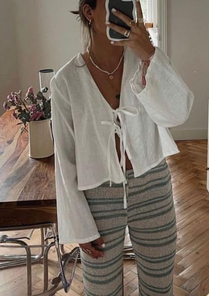 Tie Front Linen Shirt