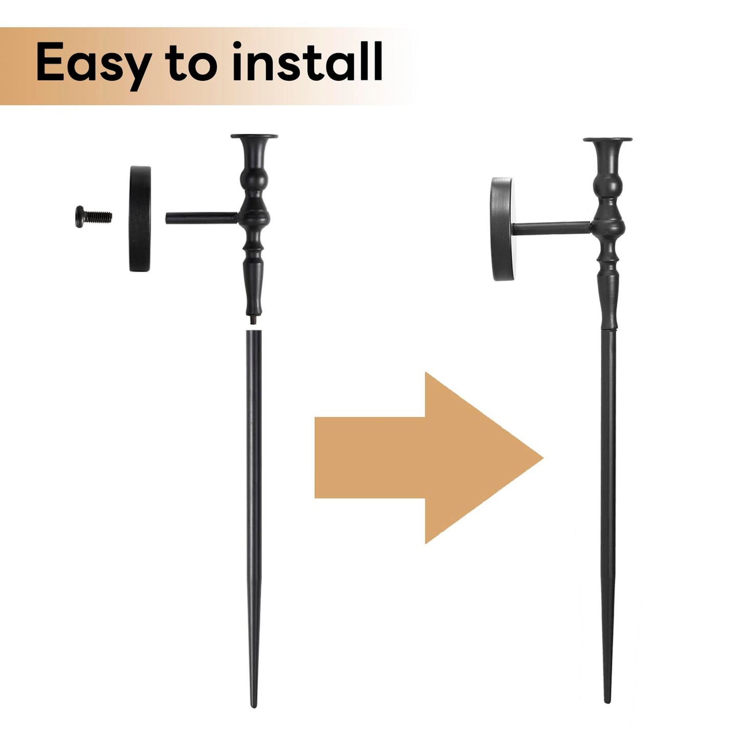 Set of 2, Large Black Scepter Metal Wall Candle Holder