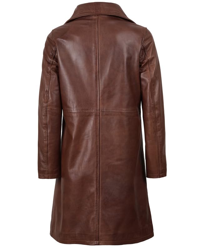 Maxine Black Leather Long Coat