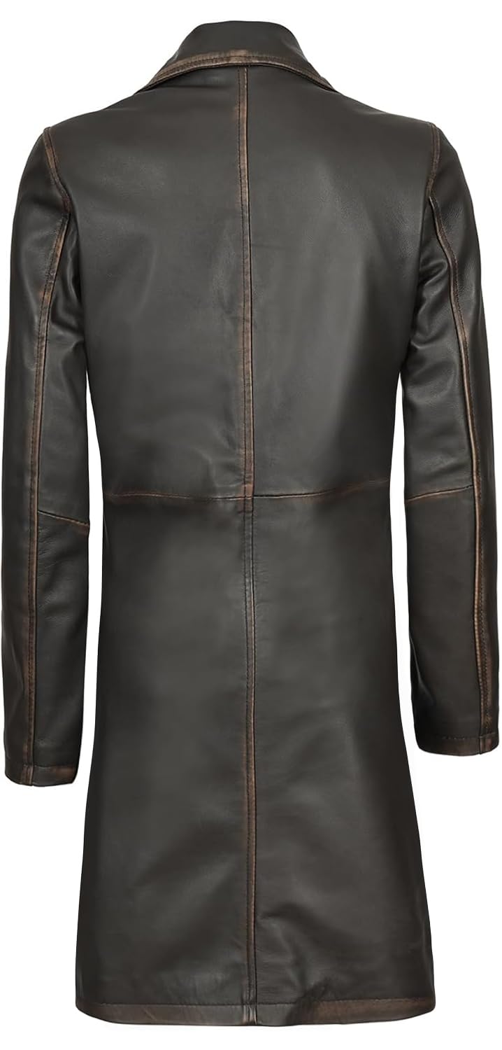 Maxine Black Leather Long Coat