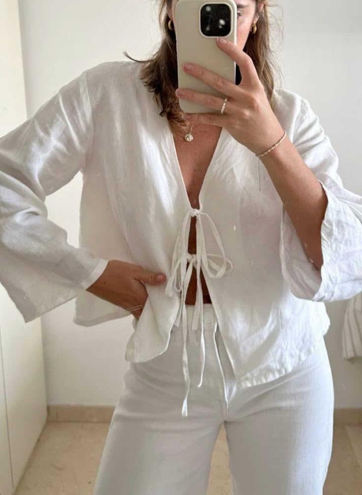Tie Front Linen Shirt