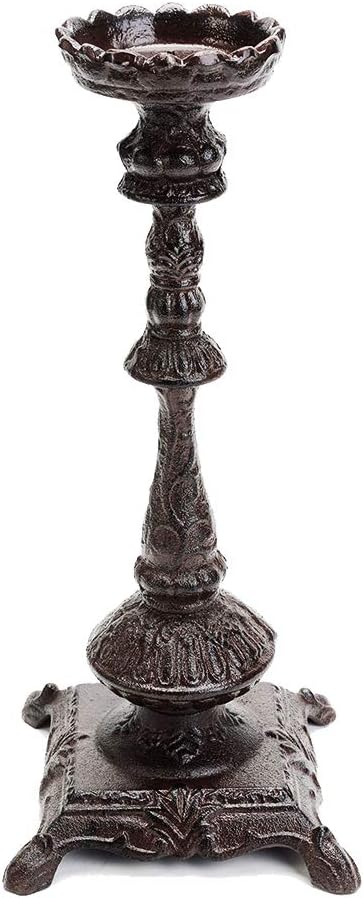 Heavy-Duty Cast-Iron Candlestick Holders - Handcrafted Vintage Candelabra & Single Candle Holder