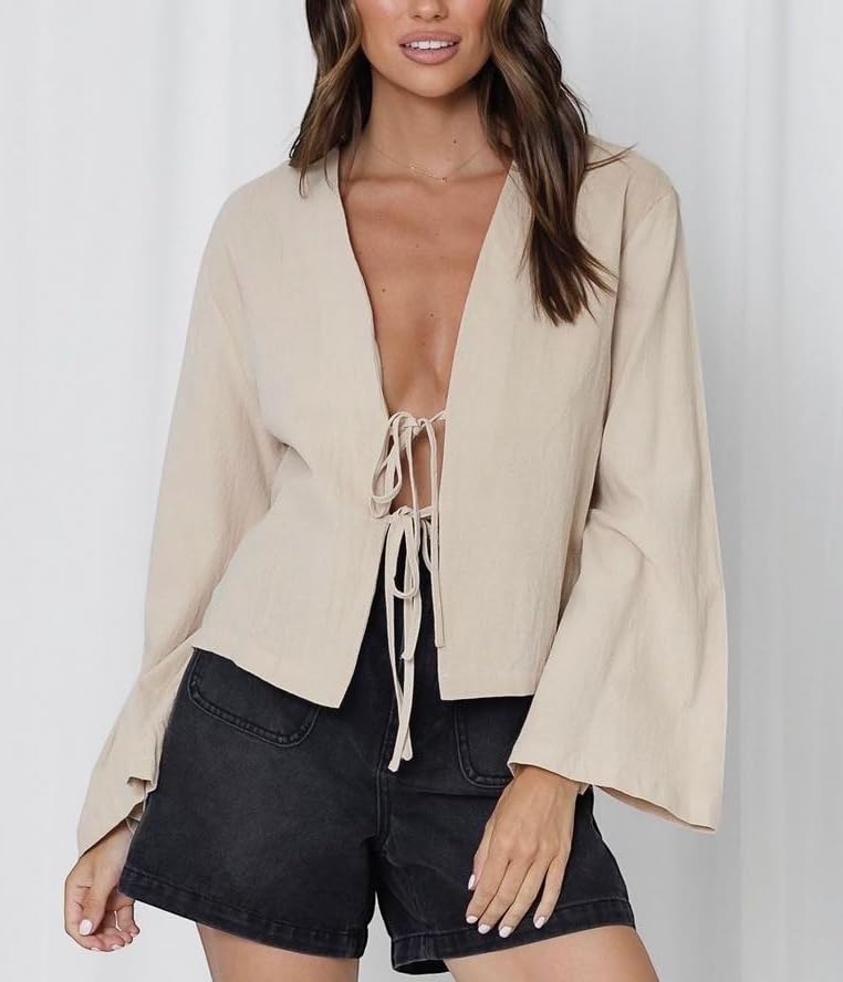 Tie Front Linen Shirt